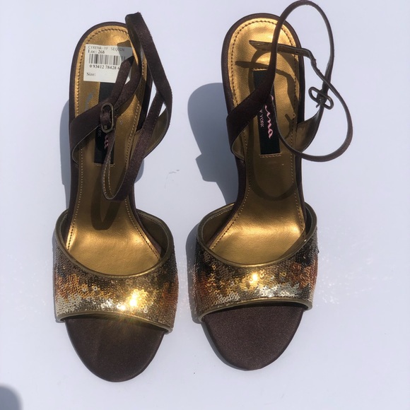 Nina brown satin heels with ombré sequins Sz 8 eu 38 - Picture 14 of 16